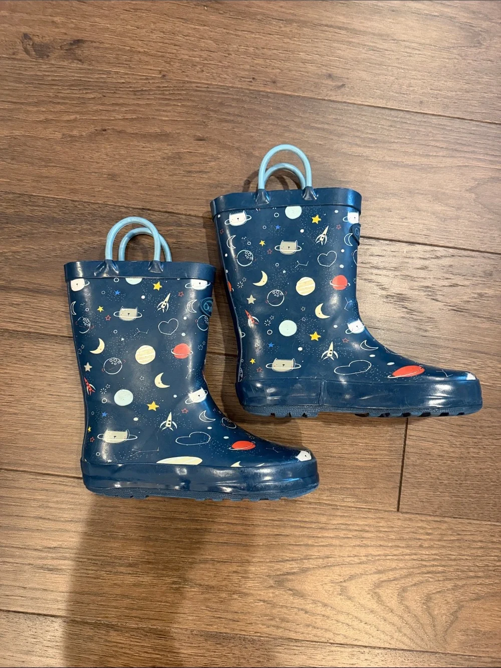 Outee Blue Space Themed Little Kids Rain Boots Size 11 - C56-003